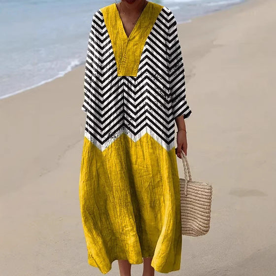 Yasmina | Abito Zigzag con Contrasto