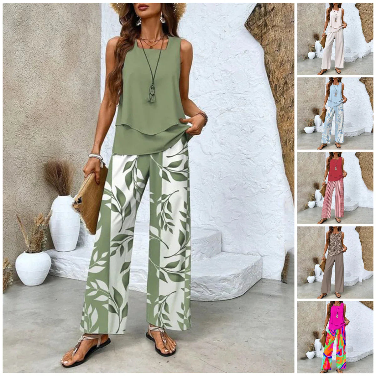 Claire | Set Completo di 2 Pezzi con Motivo Foglie