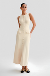 Sarah™ | Abito Maxi Senza Maniche con Bottoni