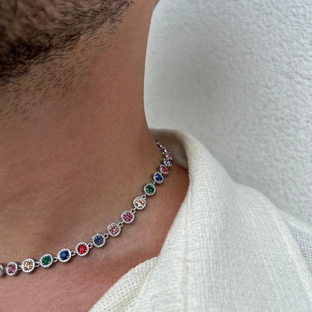Juno™ I Collana unisex in oro con pietre arcobaleno