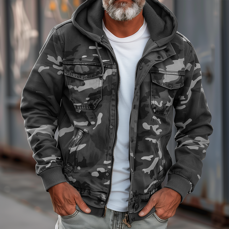 Fabian™ - Giacca Cargo Camo da Uomo con Cappuccio e Numerose Tasche