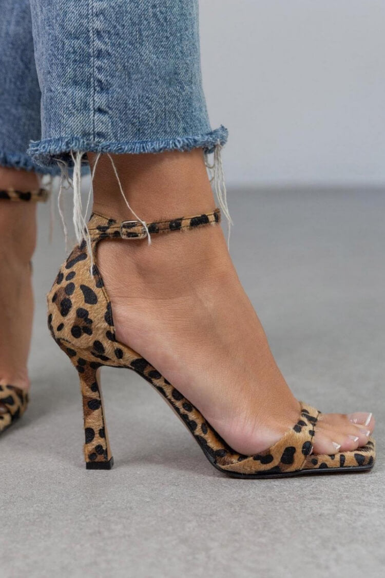Giulia™ | Sandali Eleganti con Tacco Alto e Motivo Animalier