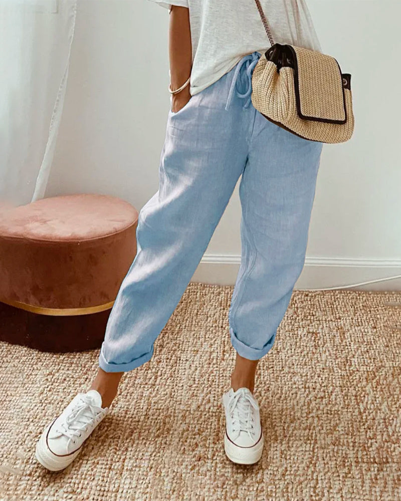 Verla - Pantaloni in Lino Casual - Resistenti al Sudore, Eleganti e Confortevoli