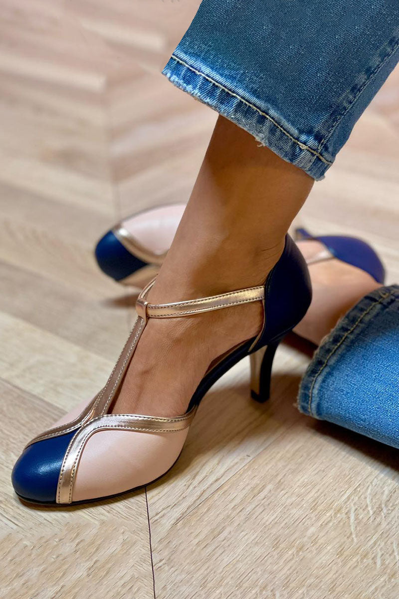 Alessia™ | Colorful and Comfortable T-Strap Décolleté with Round Toe