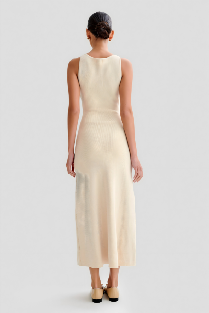 Sarah™ | Abito Maxi Senza Maniche con Bottoni