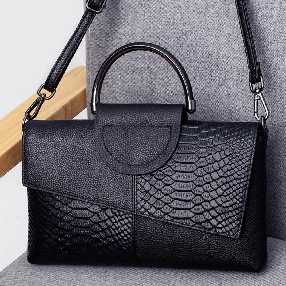 Cassandra | Borsa a Mano con Motivo Coccodrillo Opulento