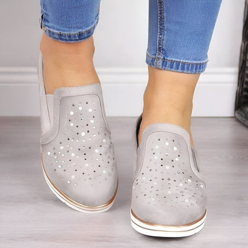 Lisa™ | Mocassini ortopedici con tacco a zeppa e strass