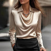 Amra - Blusa raffinata in raso con scollatura drappeggiata