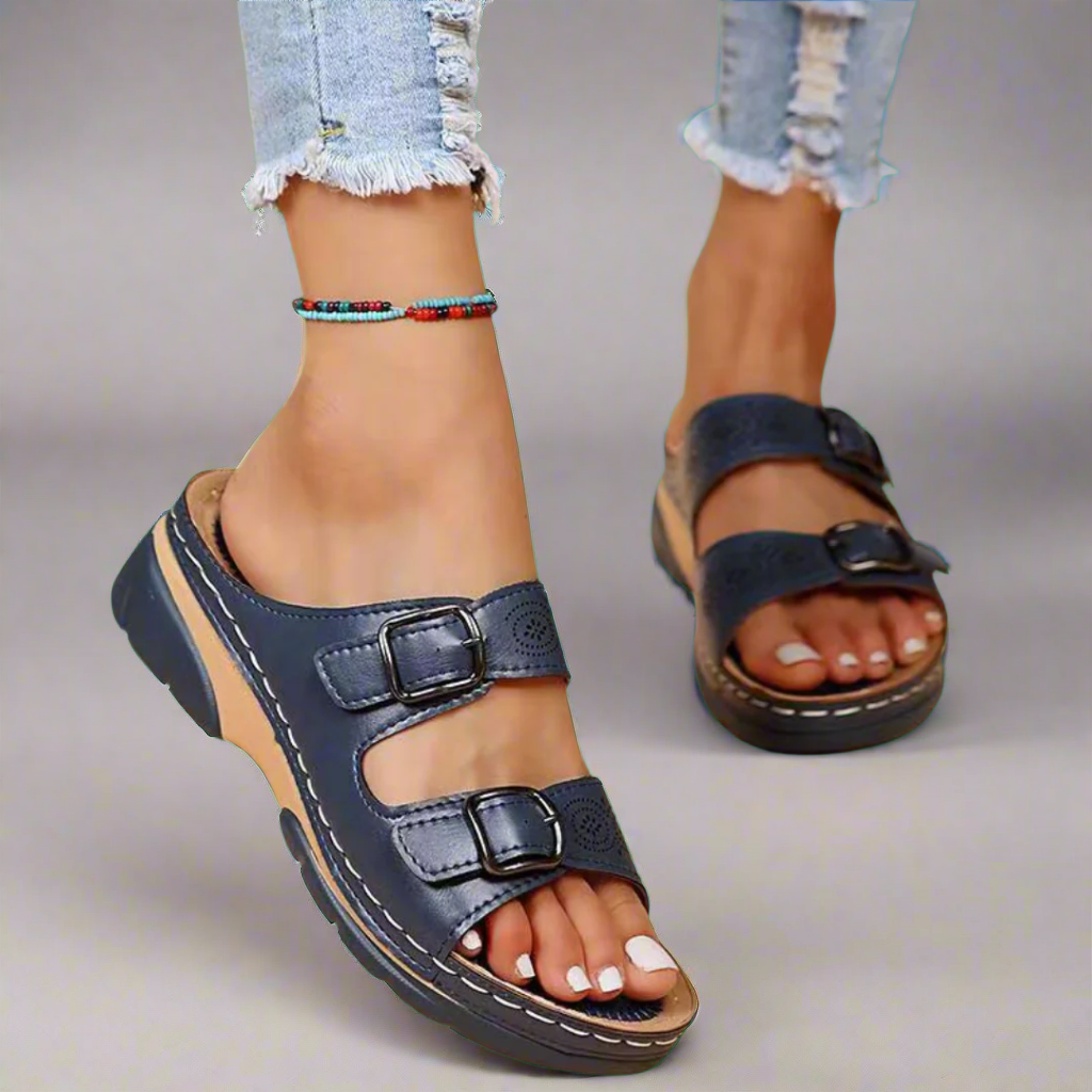 Frederika™ | Sandali con Zeppa e Doppia Cintura – Confortevoli e Stilosi
