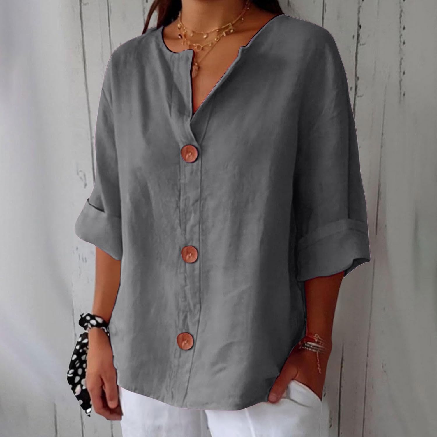 Alina™ | Blusa in Lino Casual