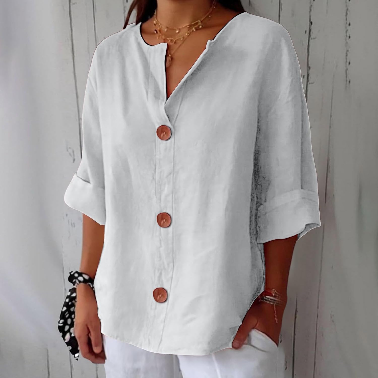 Alina™ | Blusa in Lino Casual