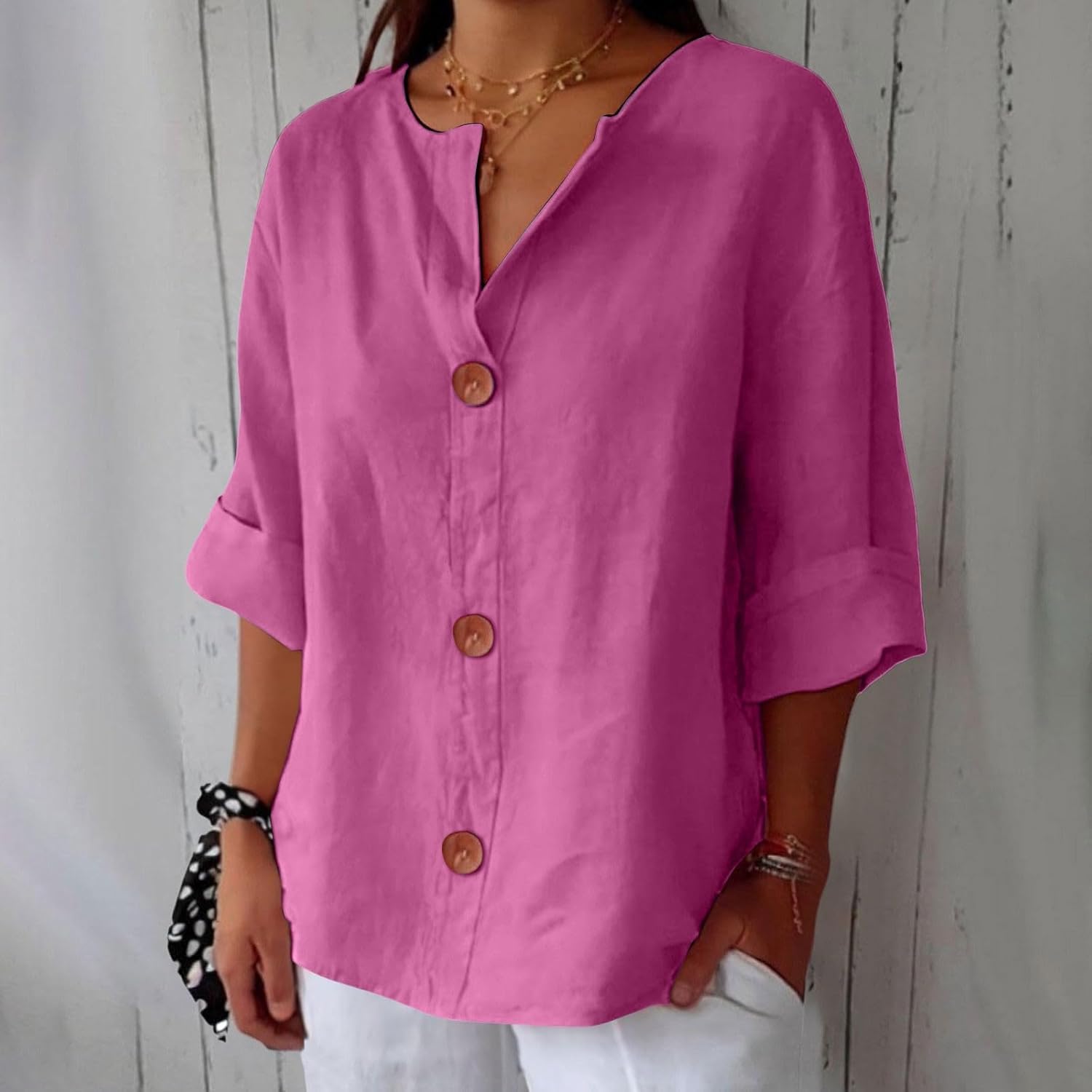 Alina™ | Blusa in Lino Casual