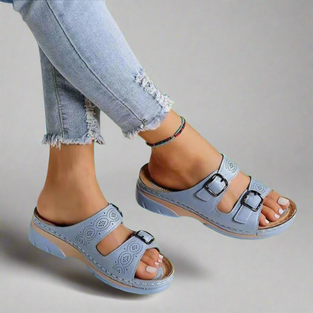 Frederika™ | Sandali con Zeppa e Doppia Cintura – Confortevoli e Stilosi