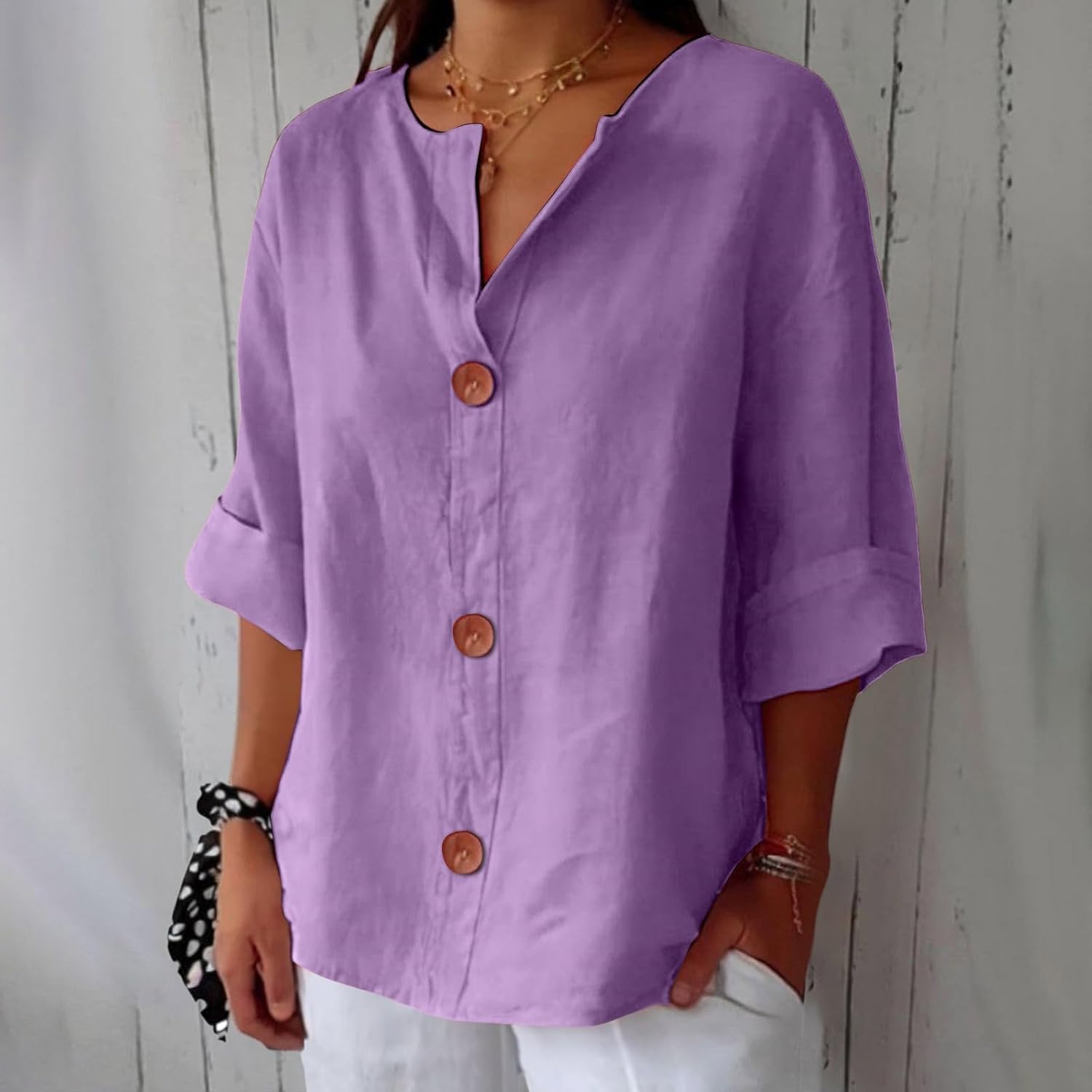 Alina™ | Blusa in Lino Casual