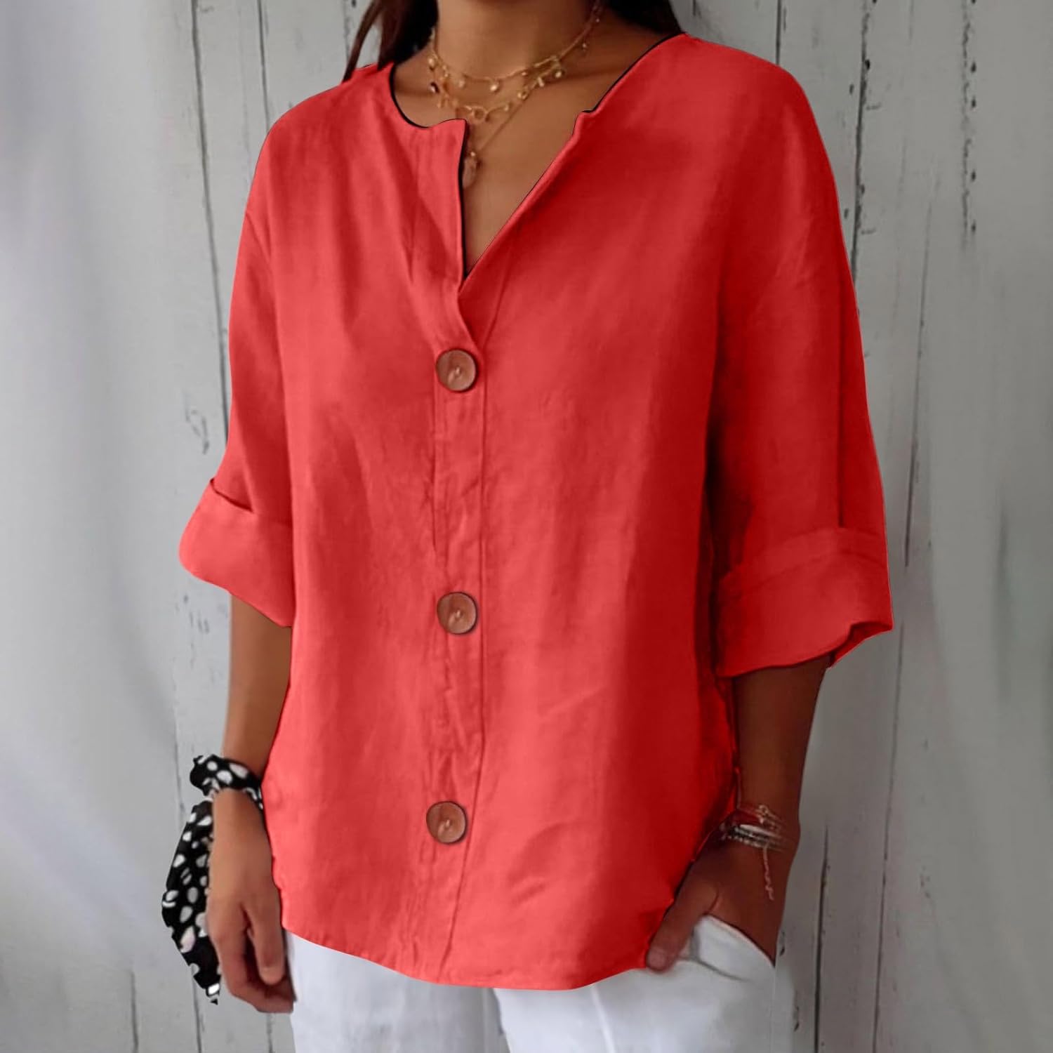 Alina™ | Blusa in Lino Casual