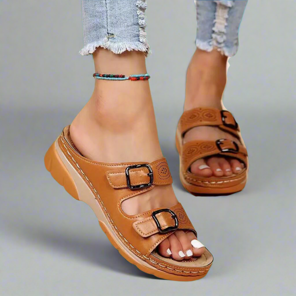 Frederika™ | Sandali con Zeppa e Doppia Cintura – Confortevoli e Stilosi
