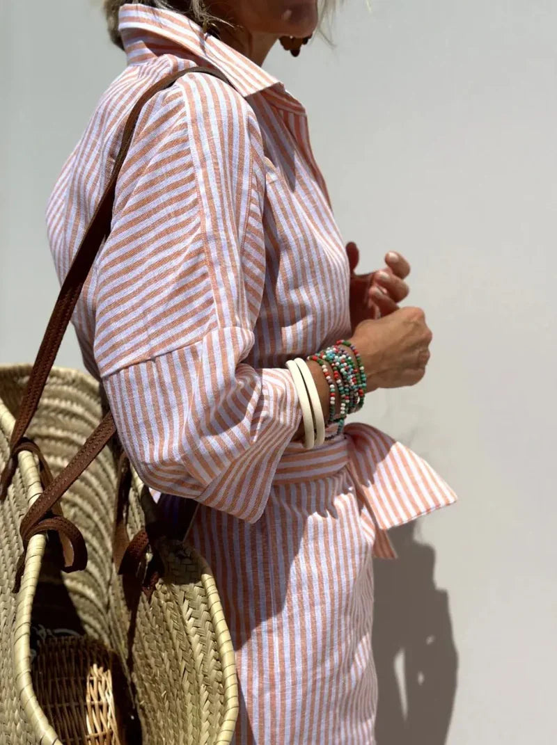 Éliane | Vestito a righe con colletto