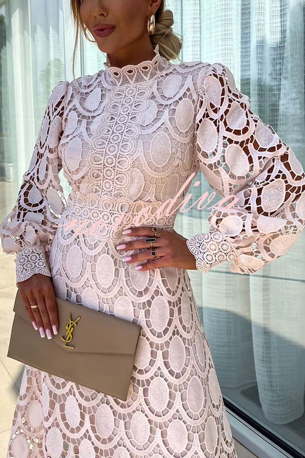 Juul™ | Abito Midi Elegante in Pizzo di Lusso