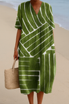 Yana | Vestito Verde con Design Geometrico