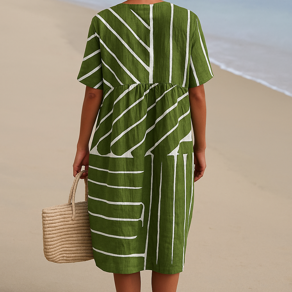 Yana | Vestito Verde con Design Geometrico