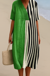 Iris | Abito Verde Vivace con Strisce Nere