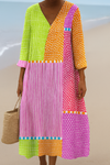 Zélie | Abito multicolore in patchwork con pois e righe