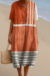 Mara | Abito Terracotta con Rigature Grafiche