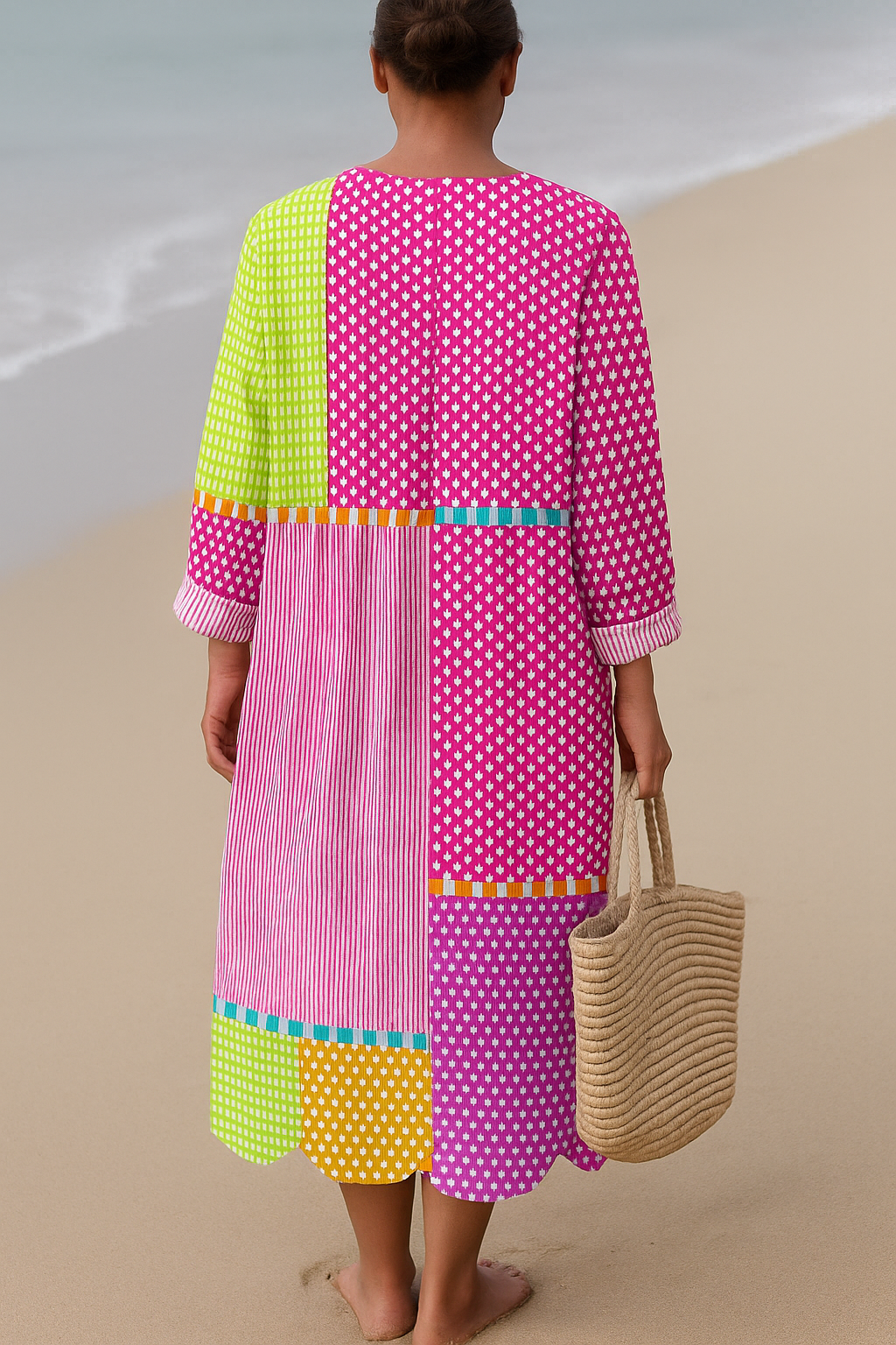 Zélie | Abito multicolore in patchwork con pois e righe