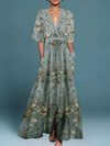 Océane | Elegante Abito Lungo con Motivo Floreale