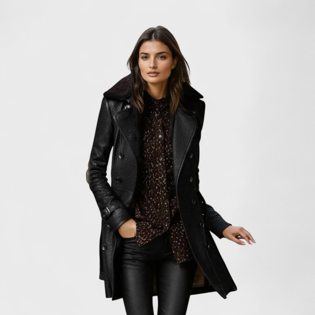 Sabrina - Elegante Cappotto 3/4 in Pelle