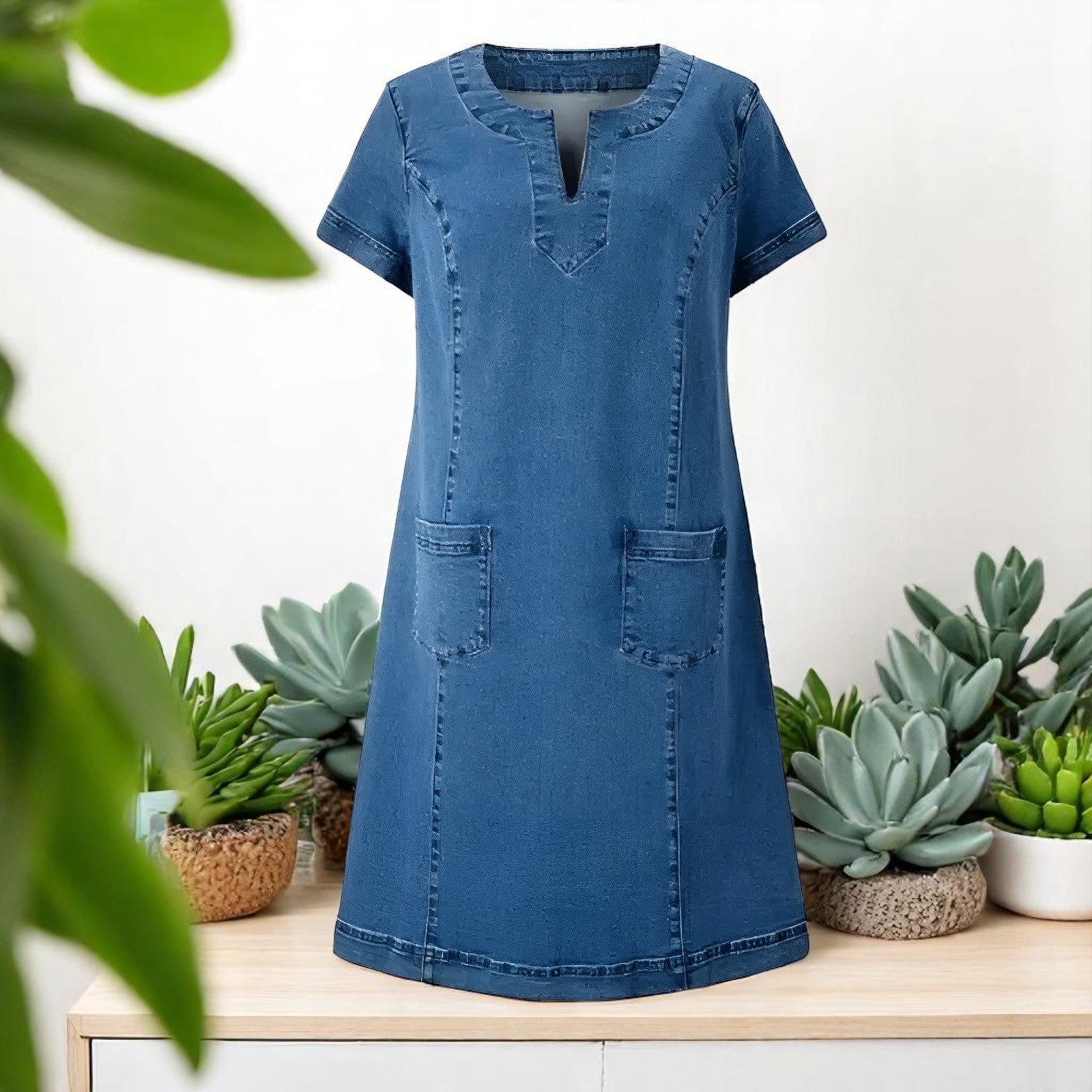 Margarita | Abito in denim morbido con tasche anteriori