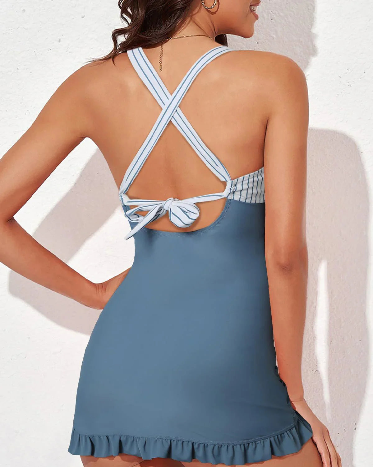 Swimdress – Costume da bagno correttivo con ruches e dettaglio gonna