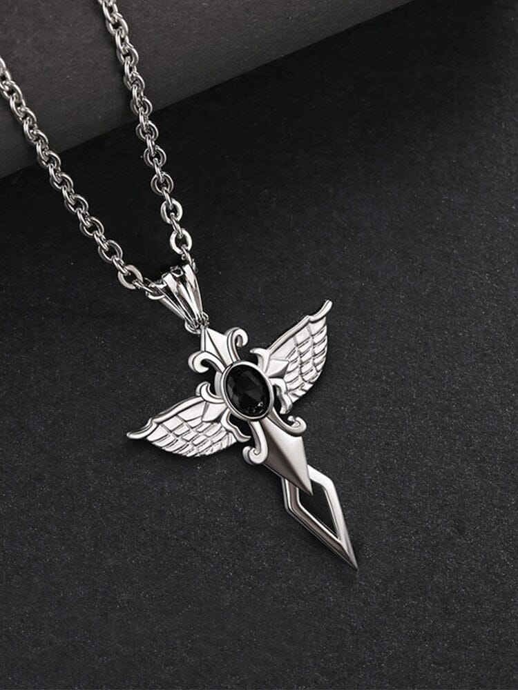Collana con Ciondolo a Croce e Ali Angeliche