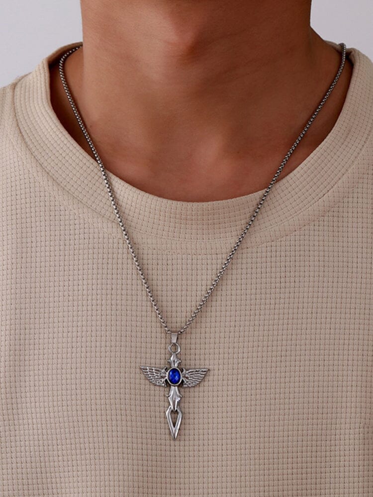 Collana con Ciondolo a Croce e Ali Angeliche