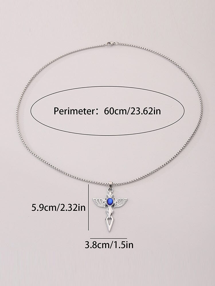 Collana con Ciondolo a Croce e Ali Angeliche
