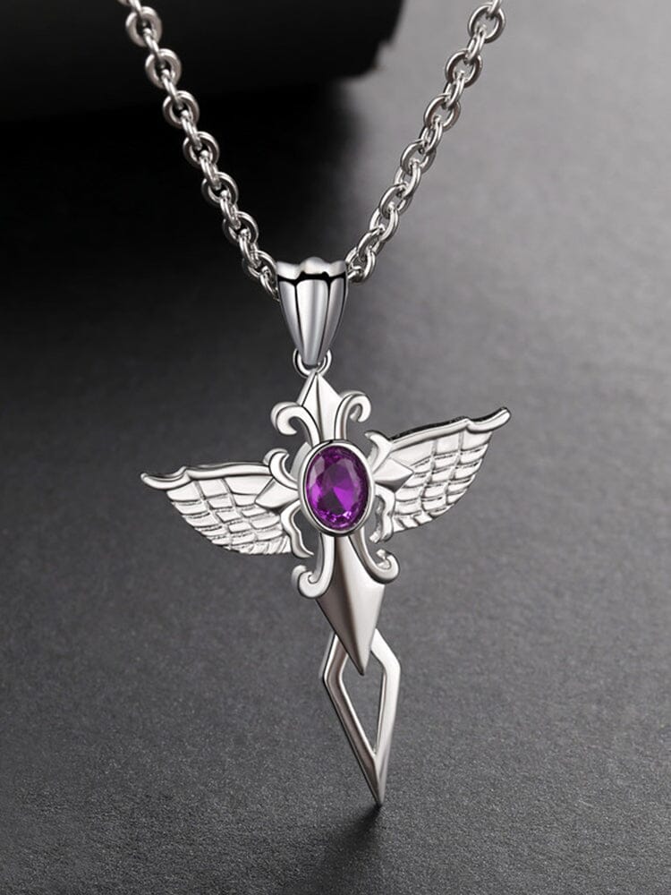 Collana con Ciondolo a Croce e Ali Angeliche