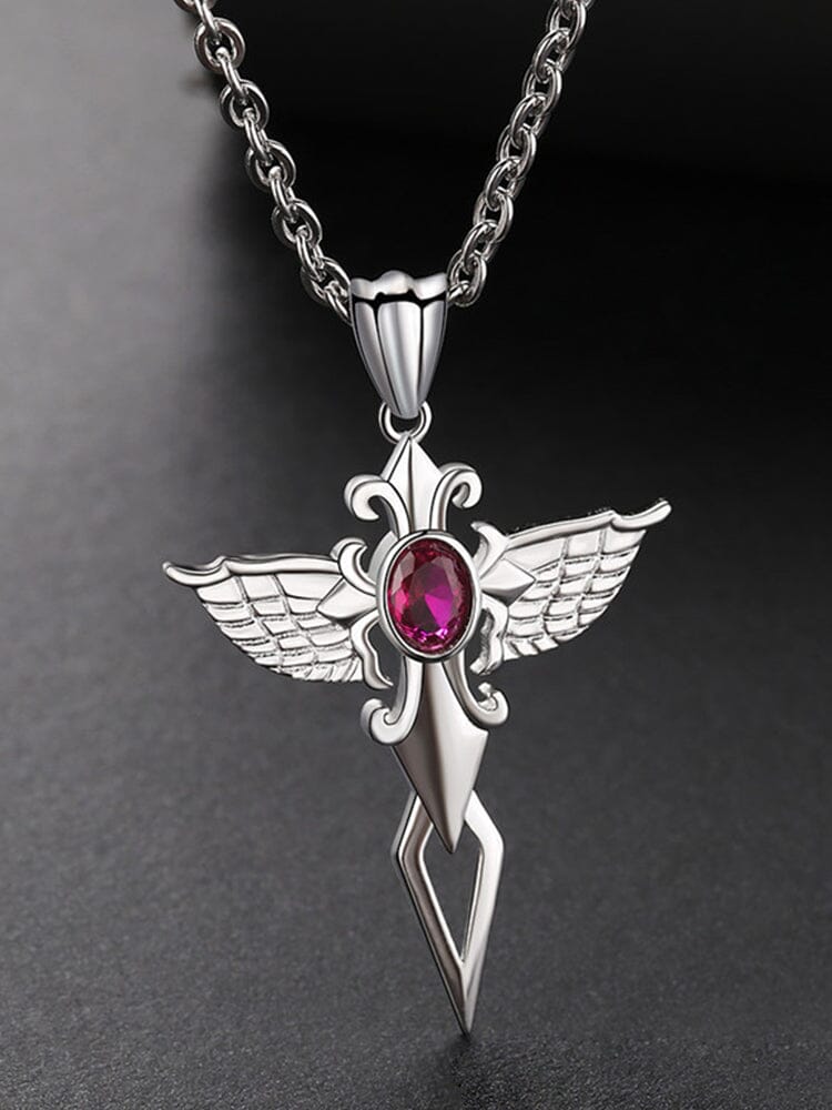 Collana con Ciondolo a Croce e Ali Angeliche