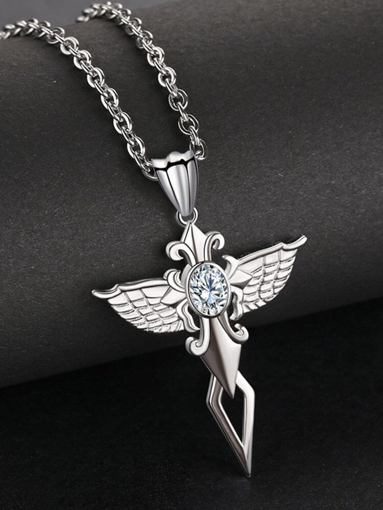 Collana con Ciondolo a Croce e Ali Angeliche