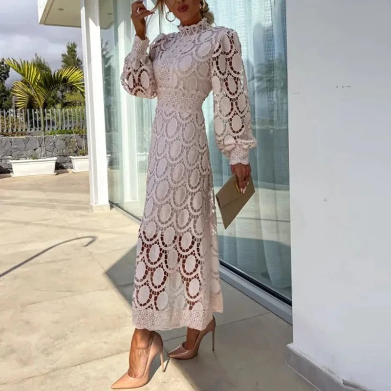 Juul™ | Abito Midi Elegante in Pizzo di Lusso