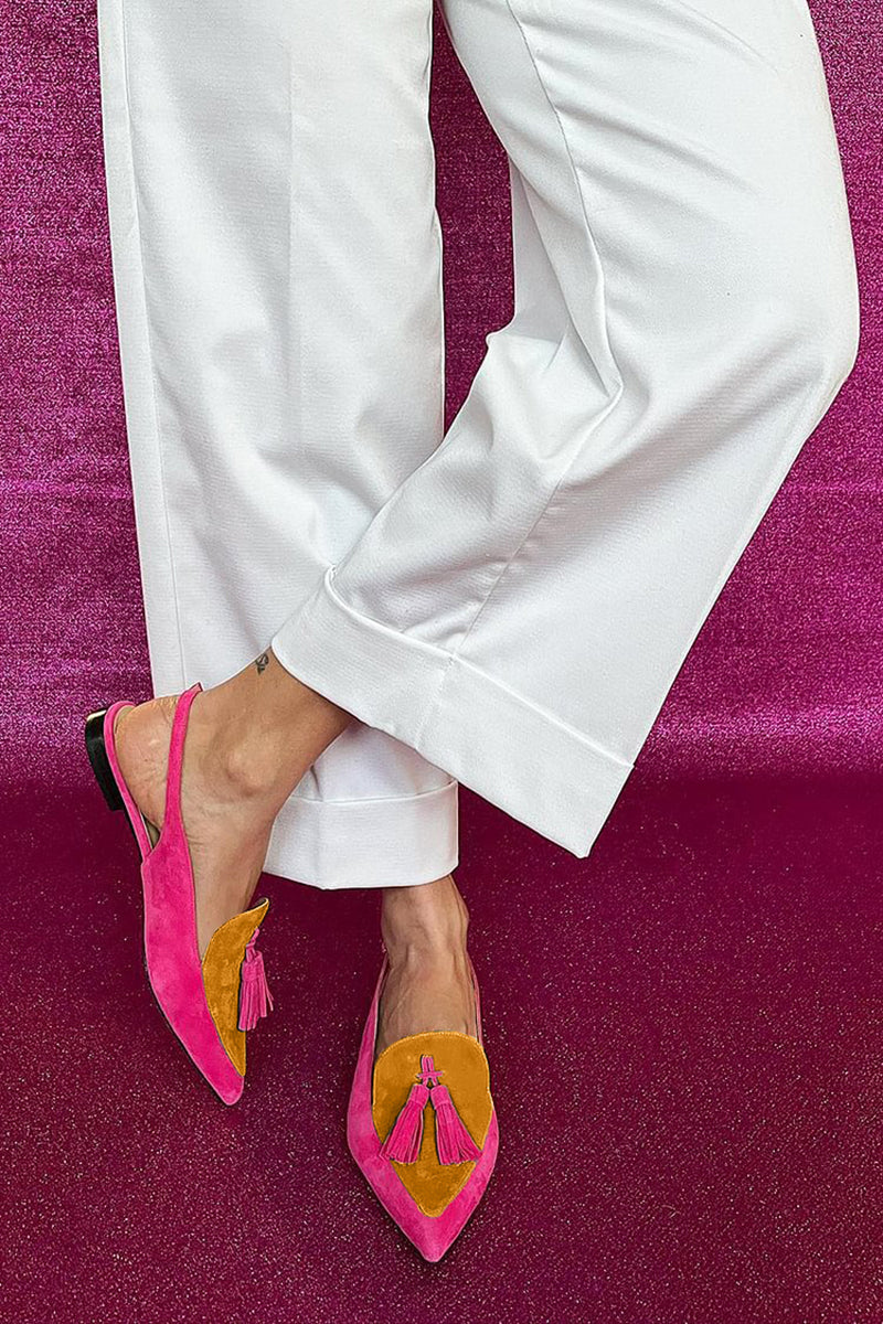 Frendessa | Ballerine Colorate con Frange e Cintura Decorativa alla Caviglia