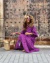 Maya | Vestito lungo viola con motivo floreale
