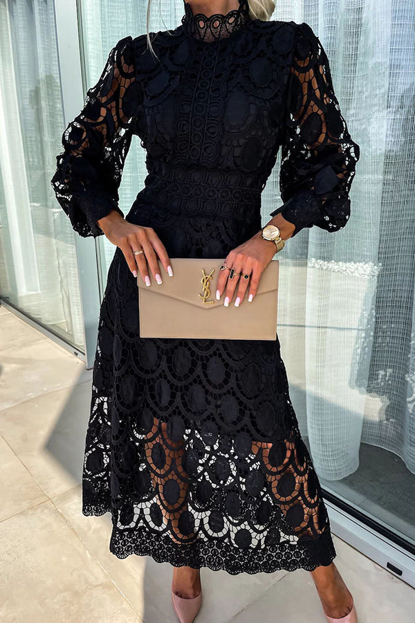 Juul™ | Abito Midi Elegante in Pizzo di Lusso