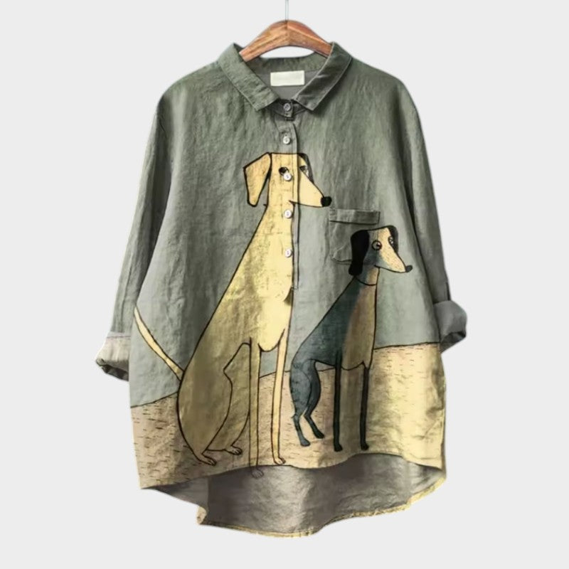 Nina™ | camicia oversize con disegno di cane
