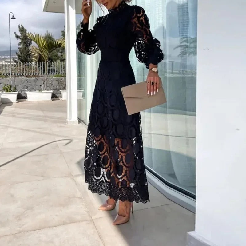 Juul™ | Abito Midi Elegante in Pizzo di Lusso