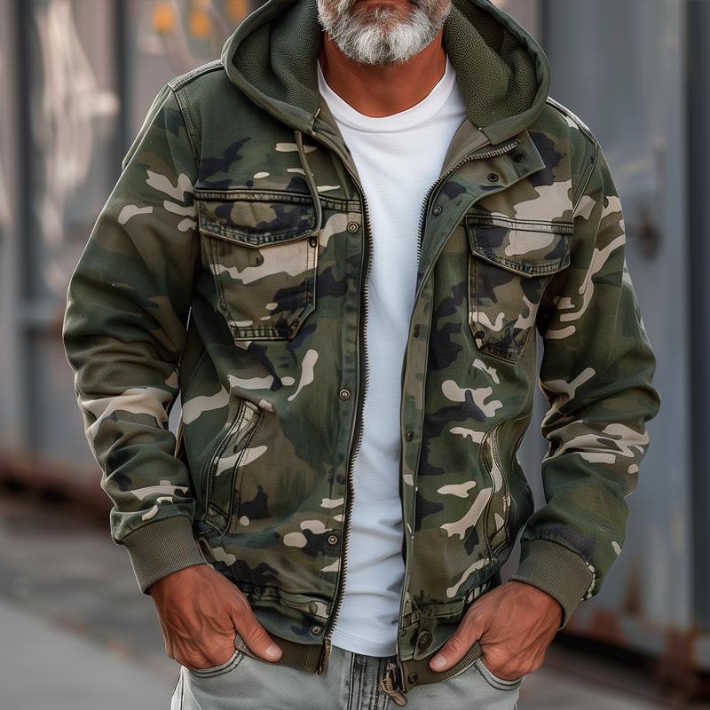 Fabian™ - Giacca Cargo Camo da Uomo con Cappuccio e Numerose Tasche