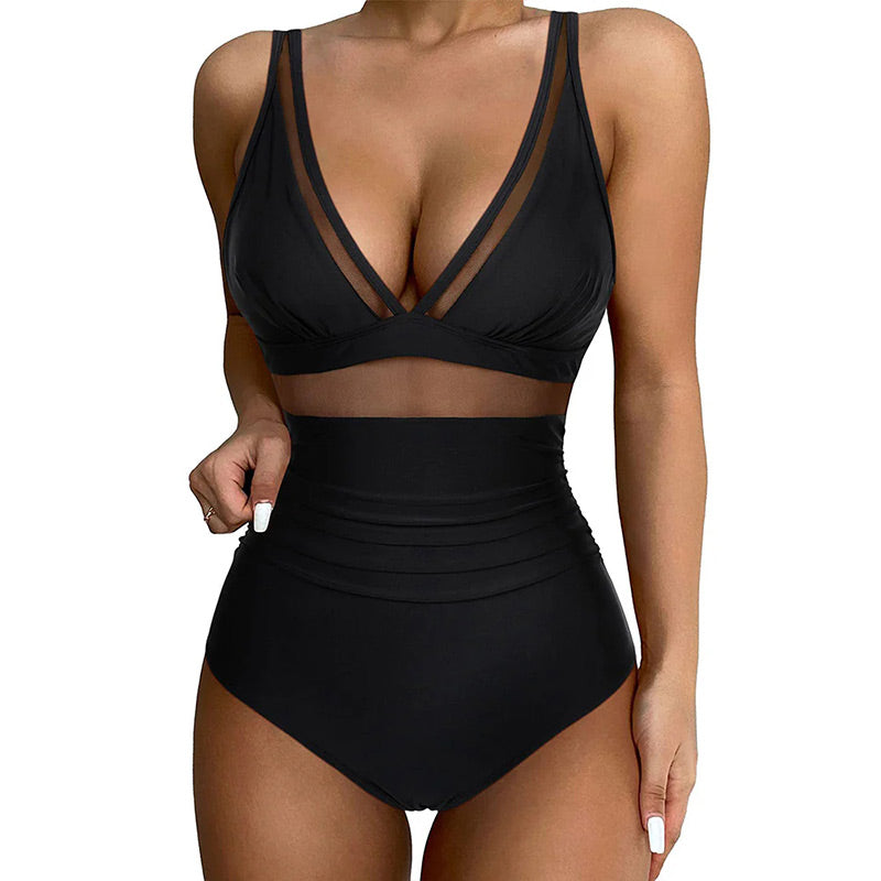 Costume da Bagno Modellante con Accenti in Rete di Lusso