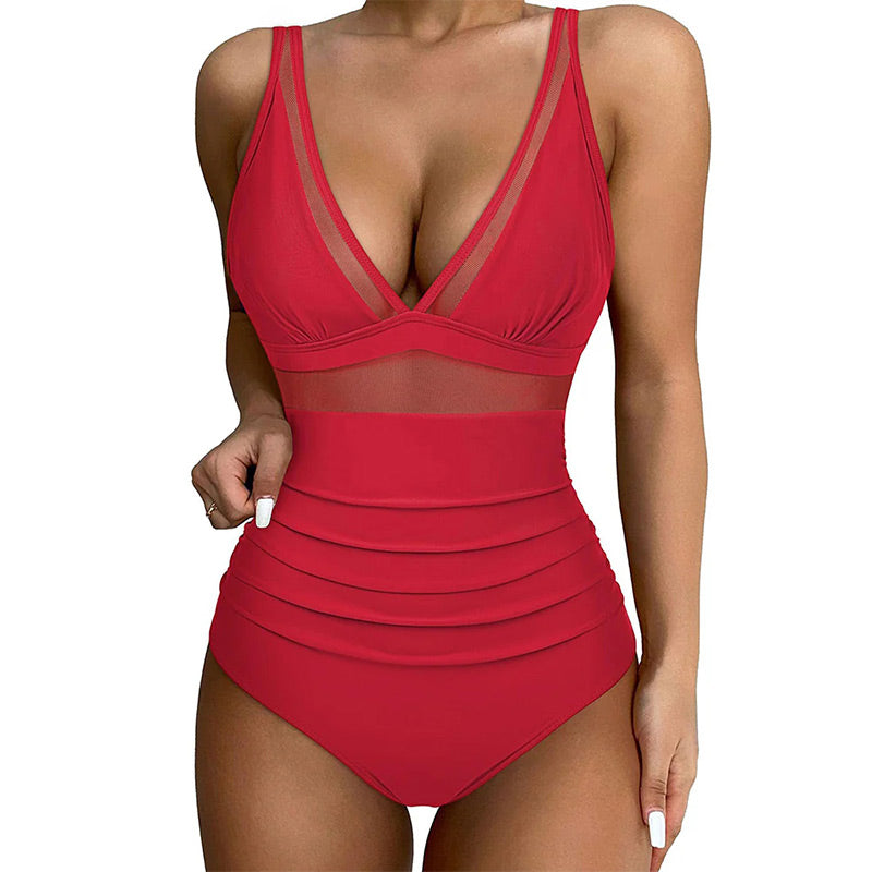 Costume da Bagno Modellante con Accenti in Rete di Lusso