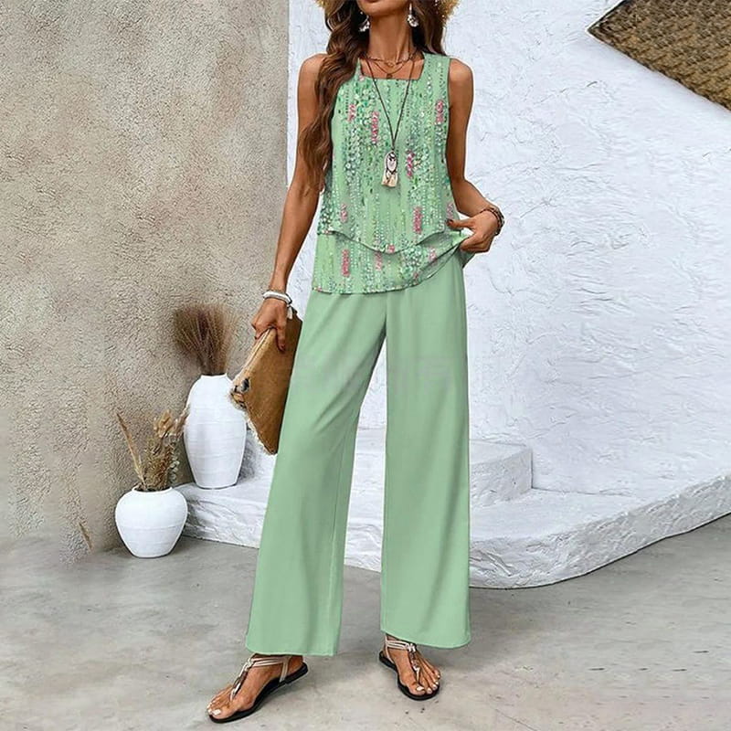 Claire | Set Completo di 2 Pezzi con Motivo Foglie