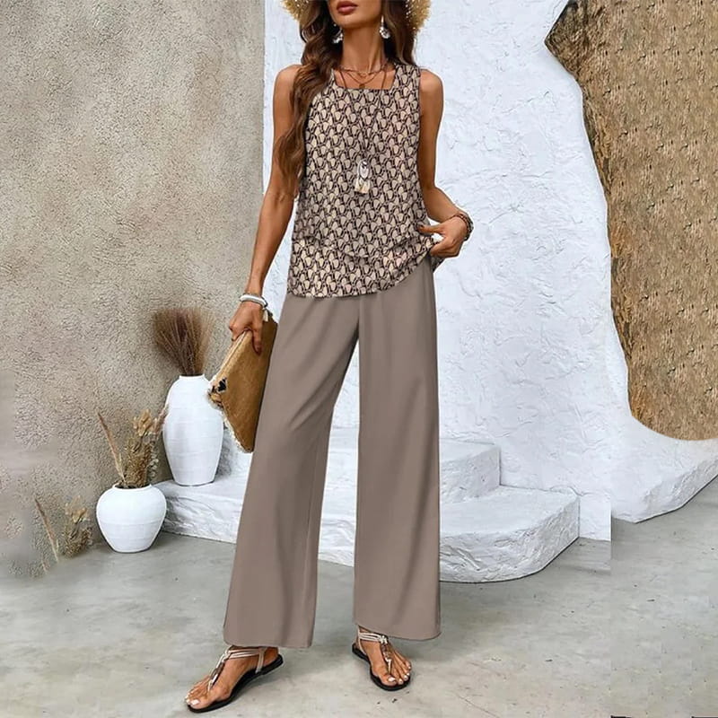 Claire | Set Completo di 2 Pezzi con Motivo Foglie